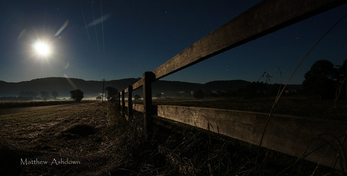 new morning blue light panorama moon mountains up grass fog wales night rural fence landscape early stream long exposure stitch 5 farm sony south side country sydney australia panoramic glad full strip hour nsw western got outer alpha setting today moonset penrith nex castlereagh
