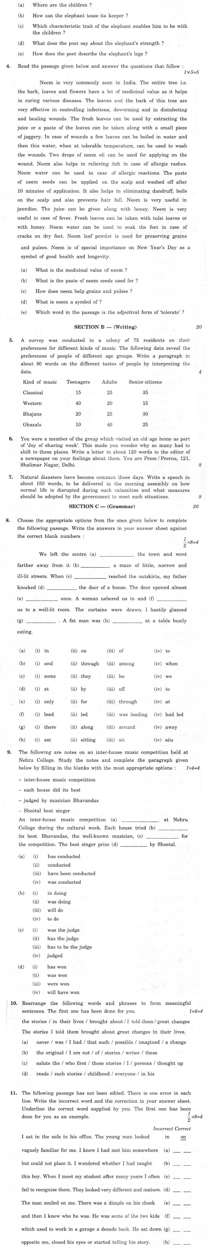 CBSE Class X Previous Year Question Papers 2012 English Communicative