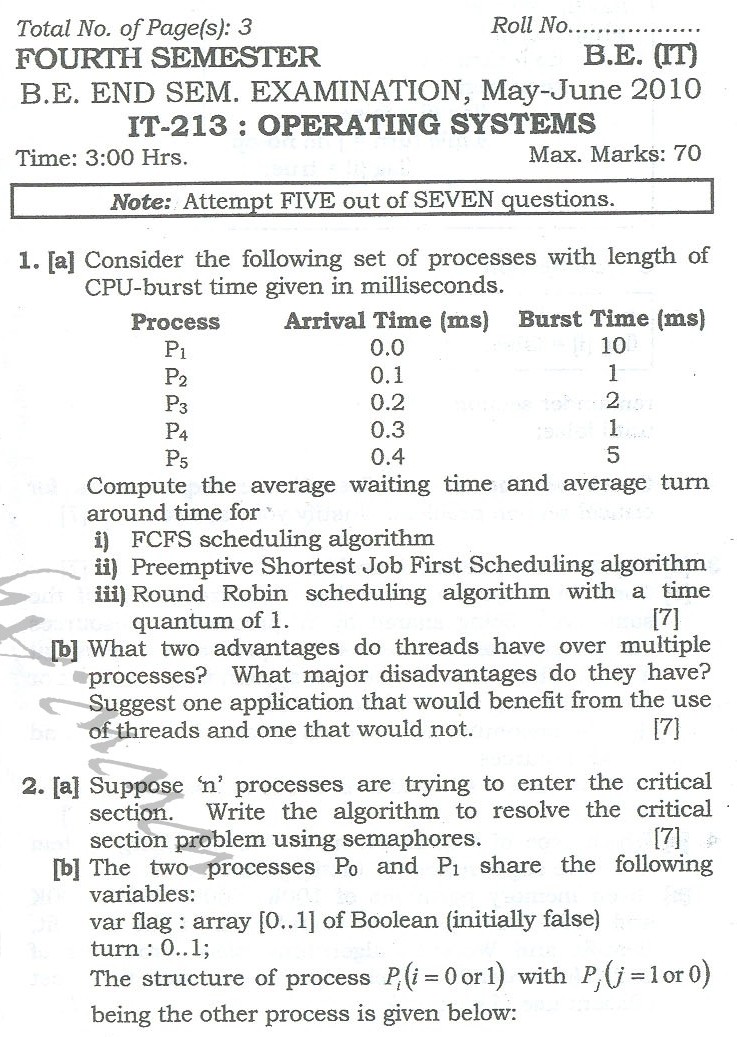 DTU Question Papers 2010  4 Semester - End Sem - IT-213