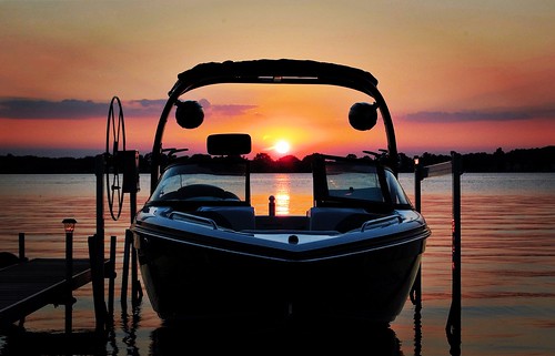 boat lake summer sunset