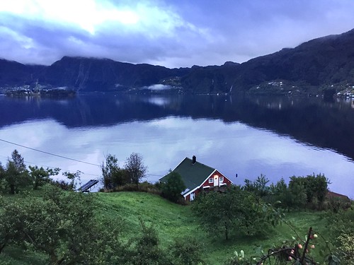 visitnorway outdoor cottage view bergen norge norway vestlandet fjord sea sky evening