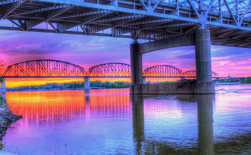 bridge water sunrise river indiana ohioriver bigfourbridge jeffersonvile