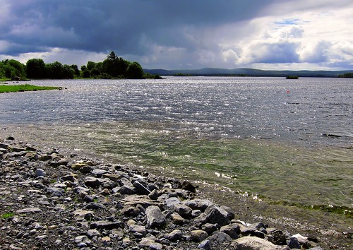 ireland sky lake galway beach water clouds europe waves stones lakeside