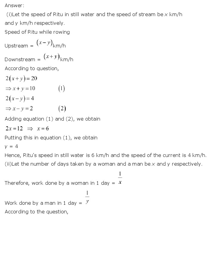 NCERT Solutions for Class 10th Maths Chapter 3 – Pair of Linear Equations in Two Variables