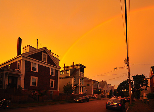 street city sunset sky orange portland rainbow nikon downtown glow maine newengland portlandmaine thunderstorm munjoyhill d90
