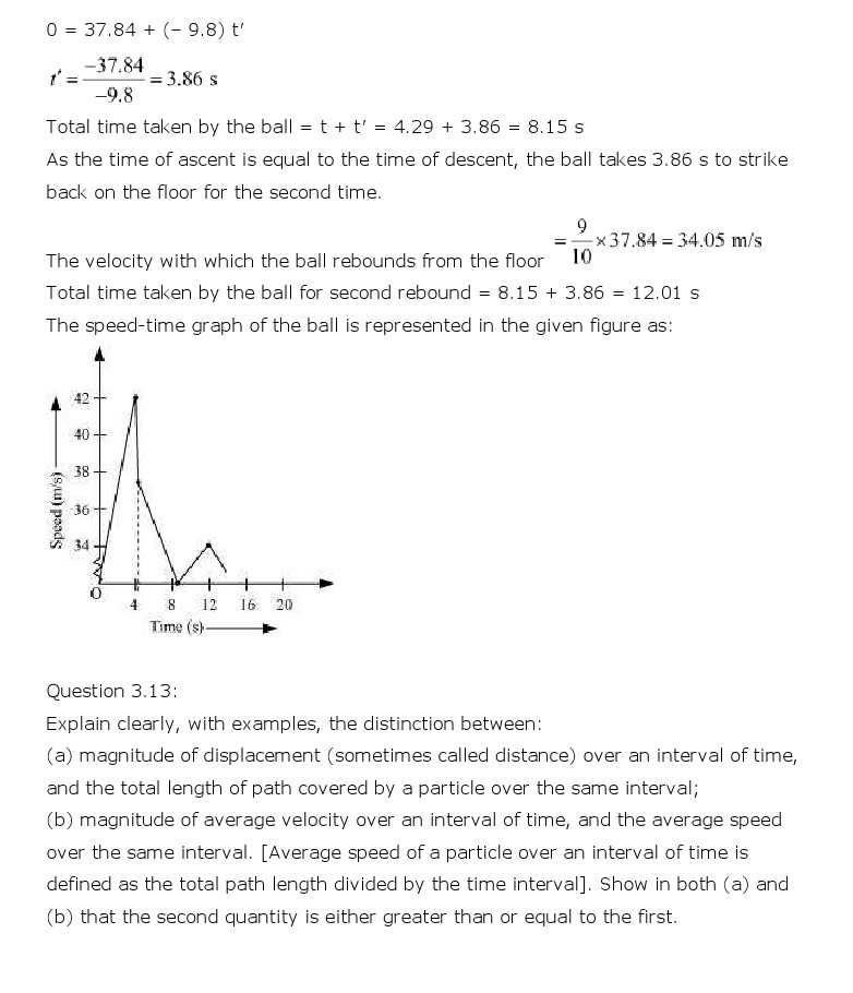 NCERT Solutions for Class 11th Physics Chapter 3 - Motion in a Straight Line