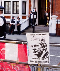 "Don't Shoot the Messenger" - Julian Assange, Embassy of Ecuador, Knightsbridge, London