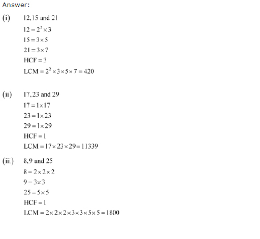 NCERT Solutions for Class 10 Maths Chapter 1 - Real Numbers