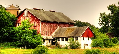 trees red building wisconsin barn canon farm farming silo agriculture dairy wi hdr redbarn photomatix t2i browntownwi