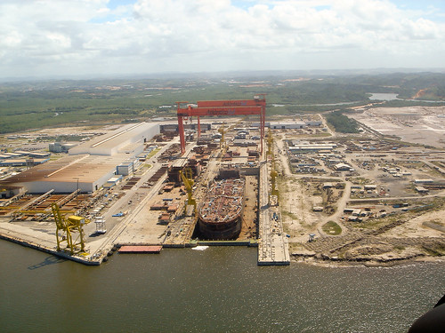 brazil southamerica harbor construction industrial ship aerialview helicopter recife pernambuco 2012 shipbuilding