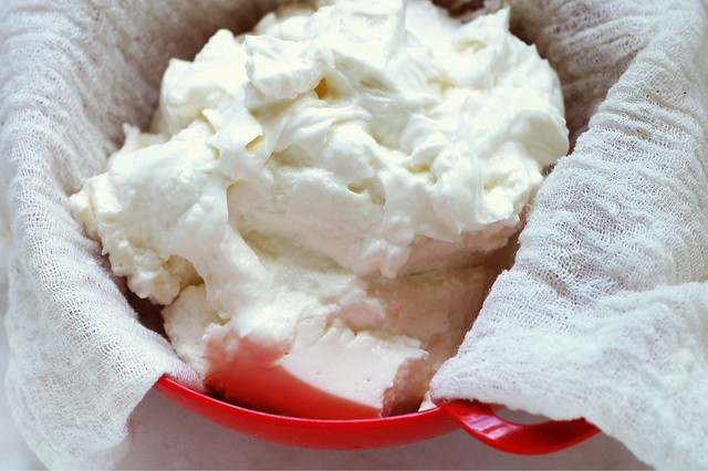 Draining the Greek yogurt by Eve Fox, Garden of Eating blog, copyright 2012