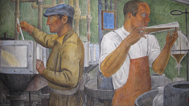 Mural of factory workers