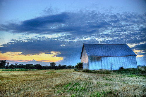 sunset sky field barn landscape agriculture hdr tonemapped