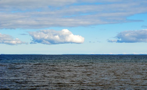 blue lake water clouds america michigan lakes