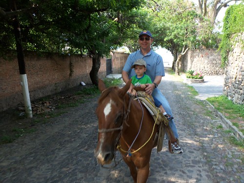 My Dad and Little Brother on a chestnut horse