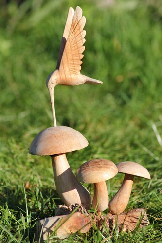 Fairtrade HAnd Carved Wooden Mushroom Statues