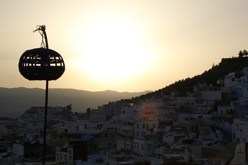 houses sunset mountains morocco chefchaouen lampion rif
