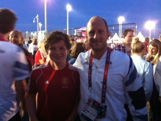 Ross pitcher (boys development team) with Ben Hawes after  England. Vs Australia  pool match