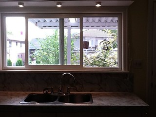 Kitchen window to back deck