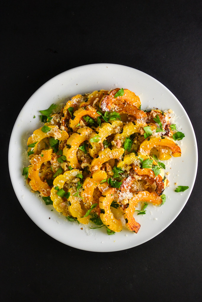 Roasted Delicata Squash with Parmesan and Walnuts | Things I Made Today