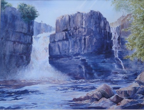 england highforce painting photostream rivertees water waterfall watercolour art