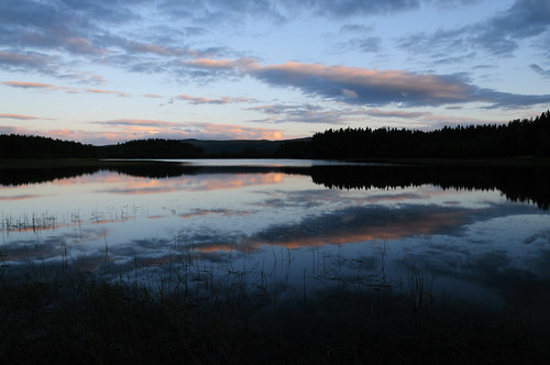 sunset lake reflection clouds sweden