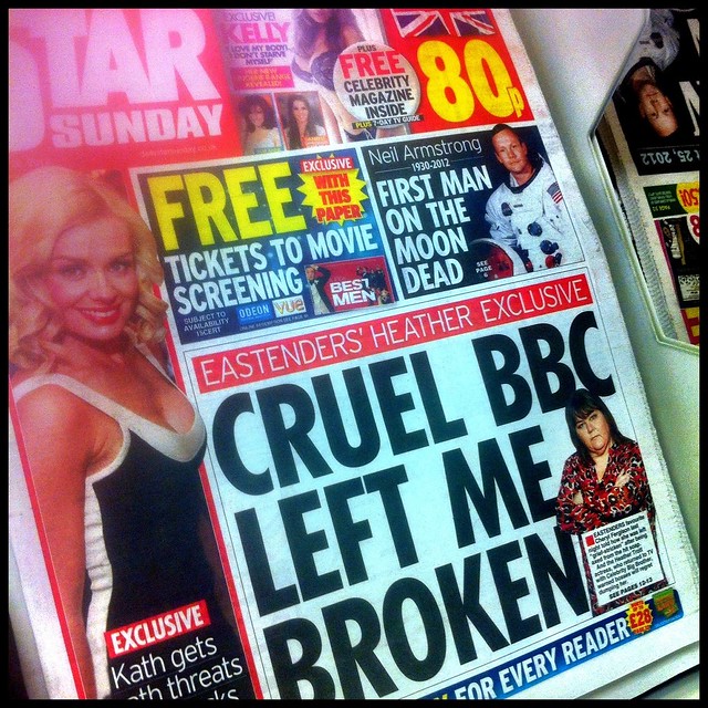 An example of dumbing down. Today's tabloids 'coverage' of Neil's death.