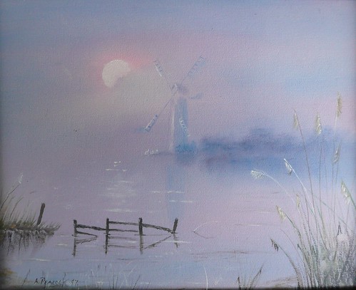 frommobileme lakes painting photostream sunrise water windmill art