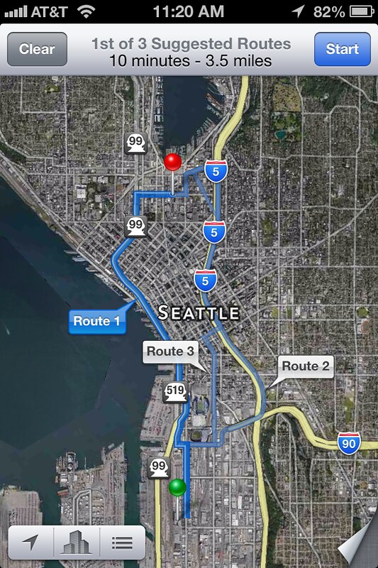 Route - Apple iOS6 Maps