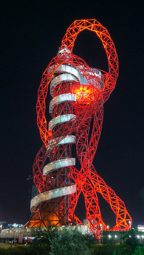 light red england west london tower art architecture modern night spiral europe view britain sony great games structure olympic alpha orbit 2012 580 a580