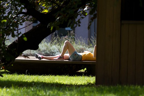 Topless Girl Sunbathing in Milan