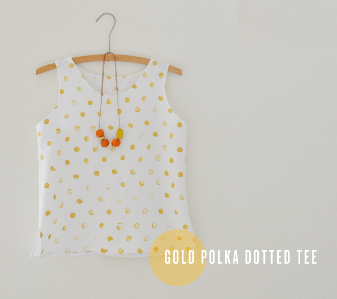 DIY: gold polka dotted tee