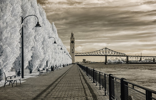 old bridge st river ir montreal infrared lawerence