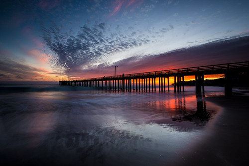 ocean california longexposure sunset reflection water clouds waves cayucos cayucospier