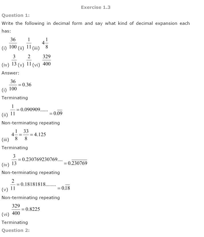 NCERT Solutions For Class 9 Maths Solutions Chapter 1 Number Systems PDF Download