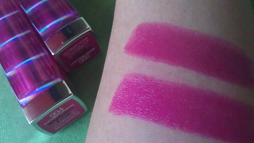 Top to bottom: Maybellibe The Jewels Berry Brilliant and Fuscia Crystal swatches