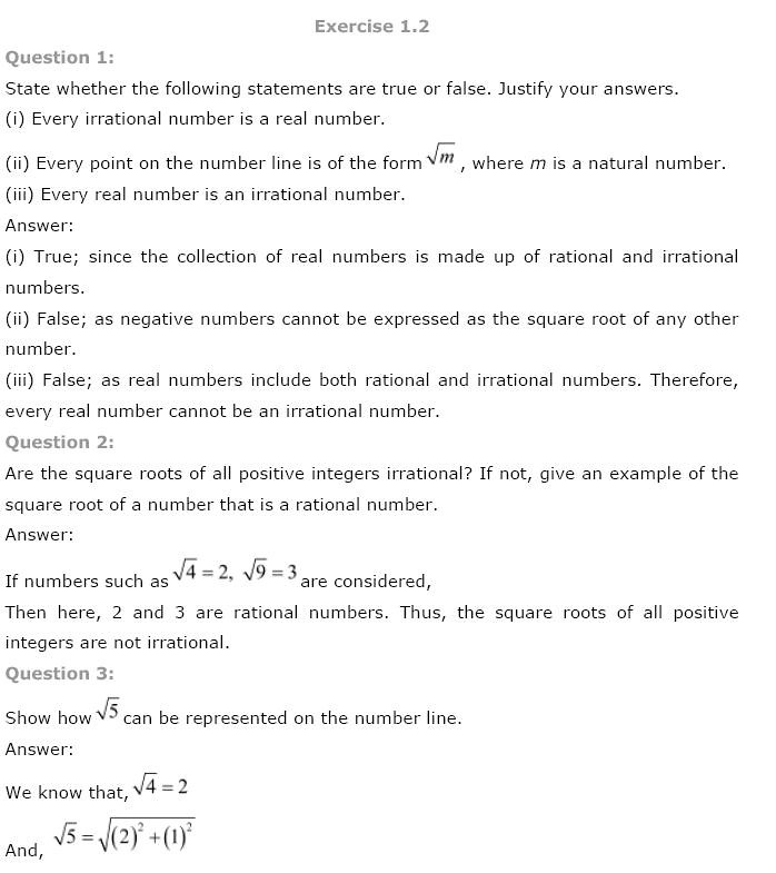 NCERT Solutions for Class 9th Maths Chapter 1 Number Systems