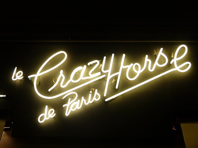 Le Crazy Horse cabaret neon sign in Paris