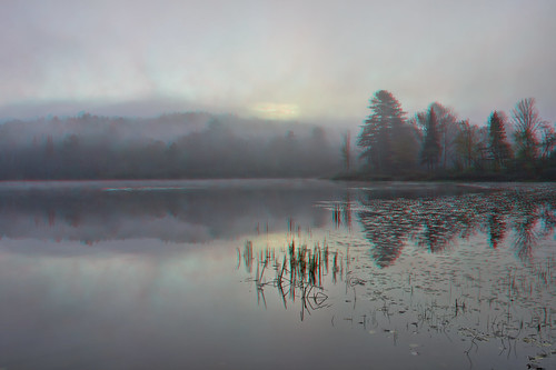 fog sunrise 3d foggy newhampshire anaglyph hdr sugarhill streeterpond