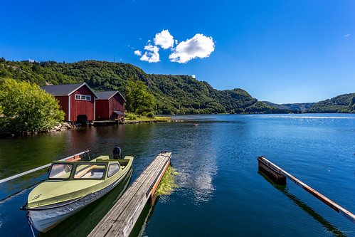 fjord summer boathouses lenefjorden calm marina vestagder boat idyllic norway sea shore no