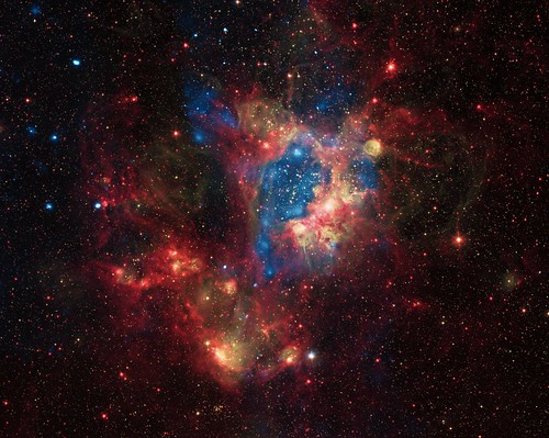 nasa nebula astronomy universe spitzerspacetelescope n44 starcluster largemagellaniccloud xraytelescope superbubble chandraxrayobservatory ngc1929 22mmaxplanckesotelescope