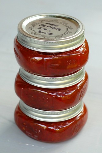 Red pepper jam by Eve Fox, Garden of Eating blog, copyright 2012