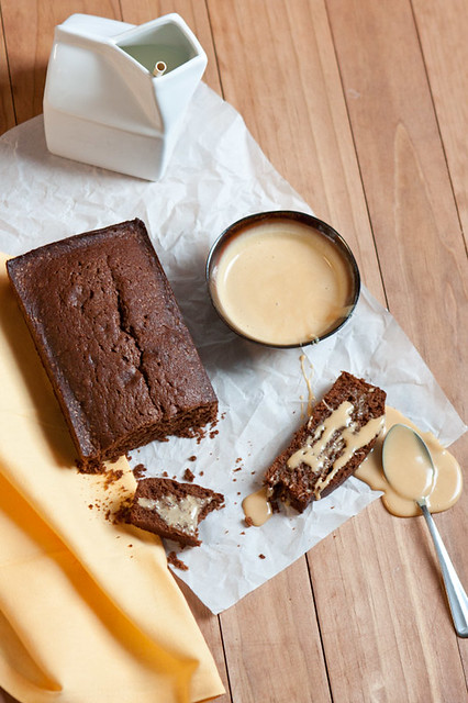 Mexican Chocolate Pound Cake with Dulce De Leche