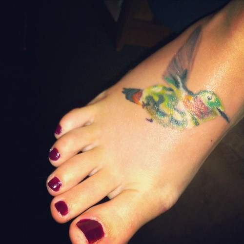 Hummingbird Tattoo On Foot