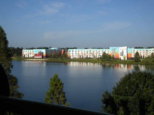 View of the hotel across the lake