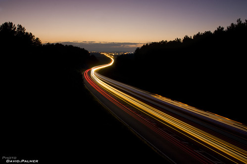 road light sunset red orange colour cars night motorway maps lighttrails nottinghamshire mansfield
