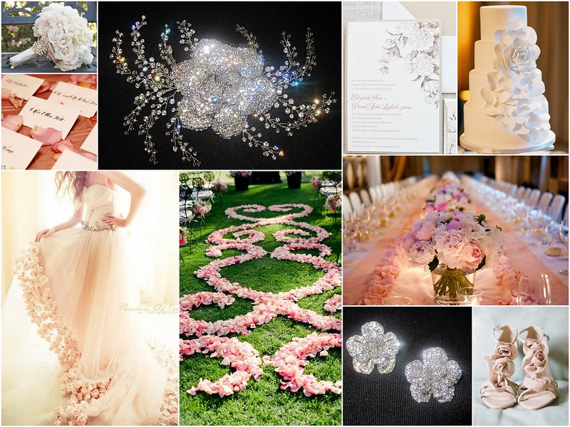 rose bridal jewelry, crystal rose bridal headpiece, rose bridal necklace