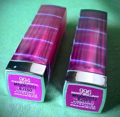 Maybelline The Jewels by Colorsensational lipstick Fuscia Crystal and Berry Brilliant