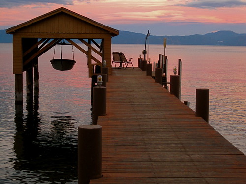 california sunset silhouette dock chairs laketahoe rowboat boathouse homewood overwater