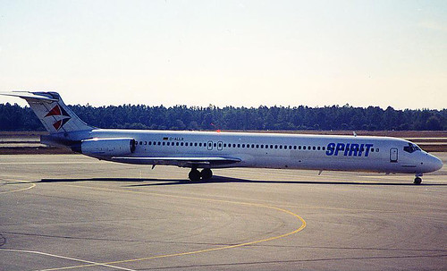 Spirit Airlines, McDonnell Douglas DC-9-83 (MD-83), D-ALLR, (in Aero Lloyd colors) at Fort Myers (RSW), Florida, USA. Dec 2000
